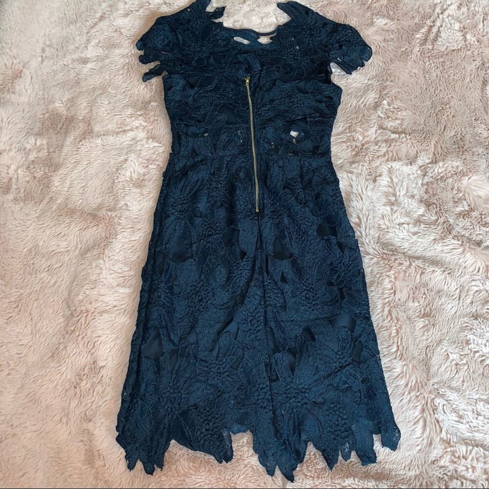 NWT Romeo & Juliet Couture Navy Blue Lace Overlay Formal Sheath Dress Size XS - Picture 13 of 16